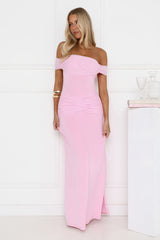 Lookbook Worthy Off Shoulder Maxi Dress Pink