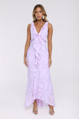 Shimmer Petal Maxi Dress Lilac