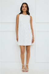 Seashell Chic Embroidered Mini Dress White