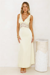 Softly In Season Satin Maxi Dress Yellow
