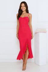 Socialite Chic Mesh Midi Dress Pink