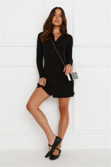 City Strolls Knit Long Sleeve Mini Dress Black