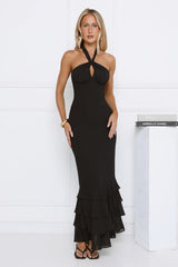 The Cool Standard Halter Maxi Dress Black