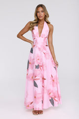 Femme Queen Halter Maxi Dress Pink