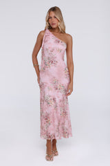Pretty Whispers One Shoulder Maxi Dress Pink