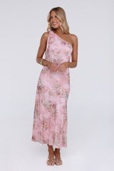 Pretty Whispers One Shoulder Maxi Dress Pink