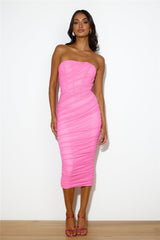 Goals Are Her Mesh Midi Dress  Pink