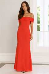 Endless Desire Off Shoulder Maxi Dress Tangerine