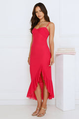Socialite Chic Mesh Midi Dress Pink