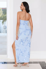 Glow Up Season Strapless Maxi Dress Blue