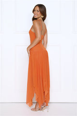 Golden Bloom Mesh Maxi Dress Orange